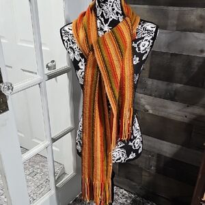 Multicolor Striped Knit Scarf - Autumn Hues